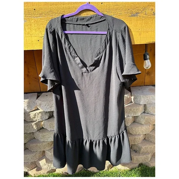 Sz L-dress or swim coverup. Drop waist with flowy sleeves & oversized neck - Picture 2 of 8